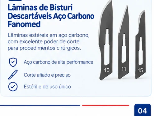Lâmina de Bisturi Aço Carbono